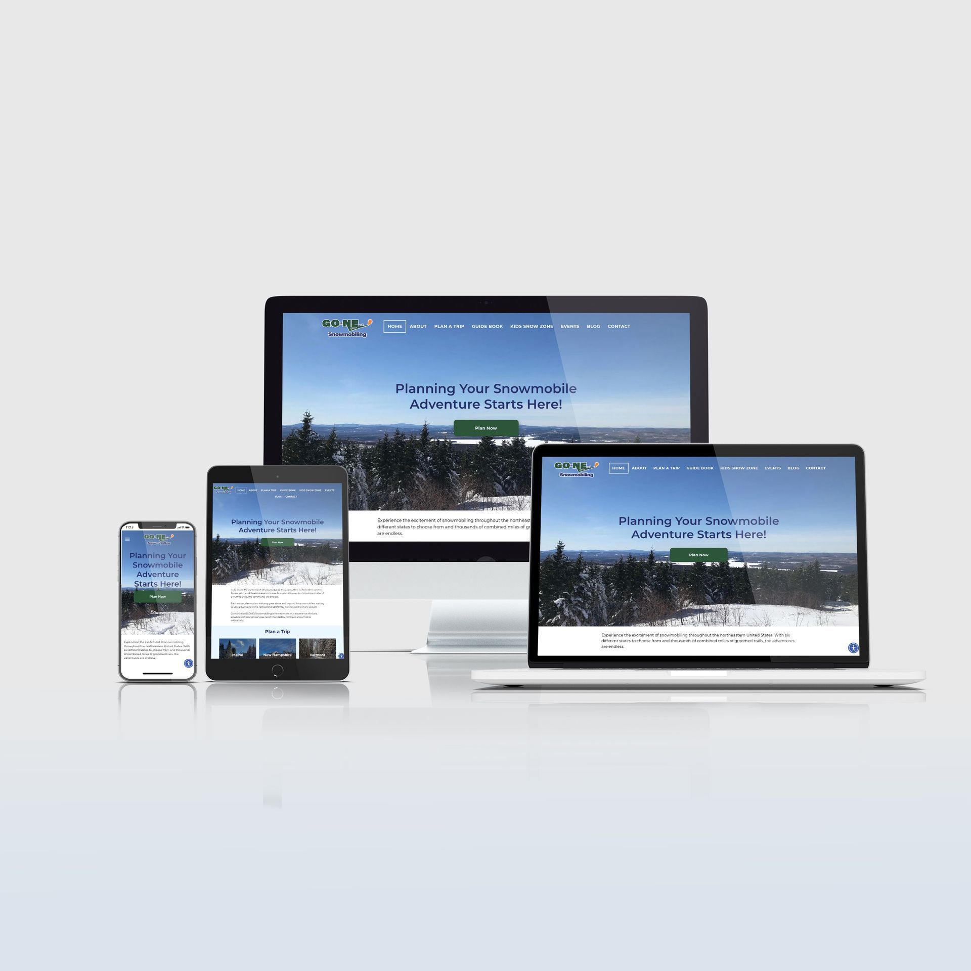 Image for custom website design for Go Northeast Snowmobiling. Palermo, ME