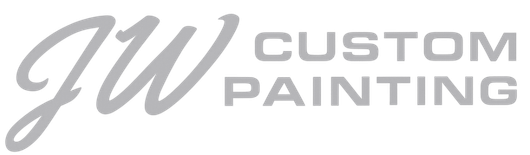 Logo for JW Custom Painting with blue lettering and water drop.