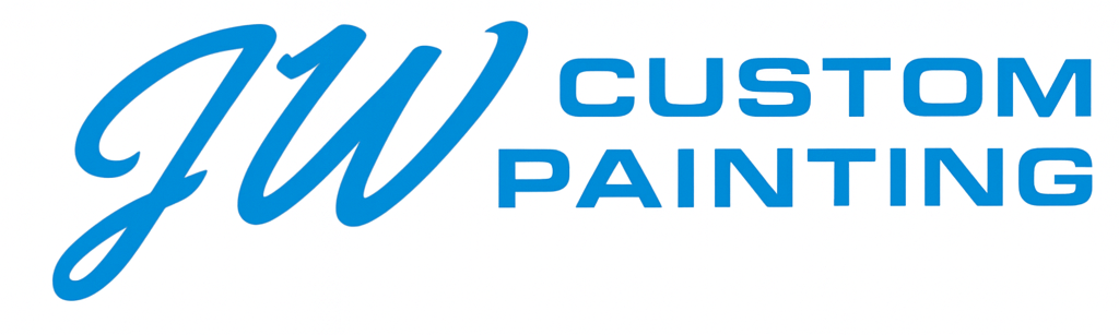Logo for JW Custom Painting with blue lettering and water drop.