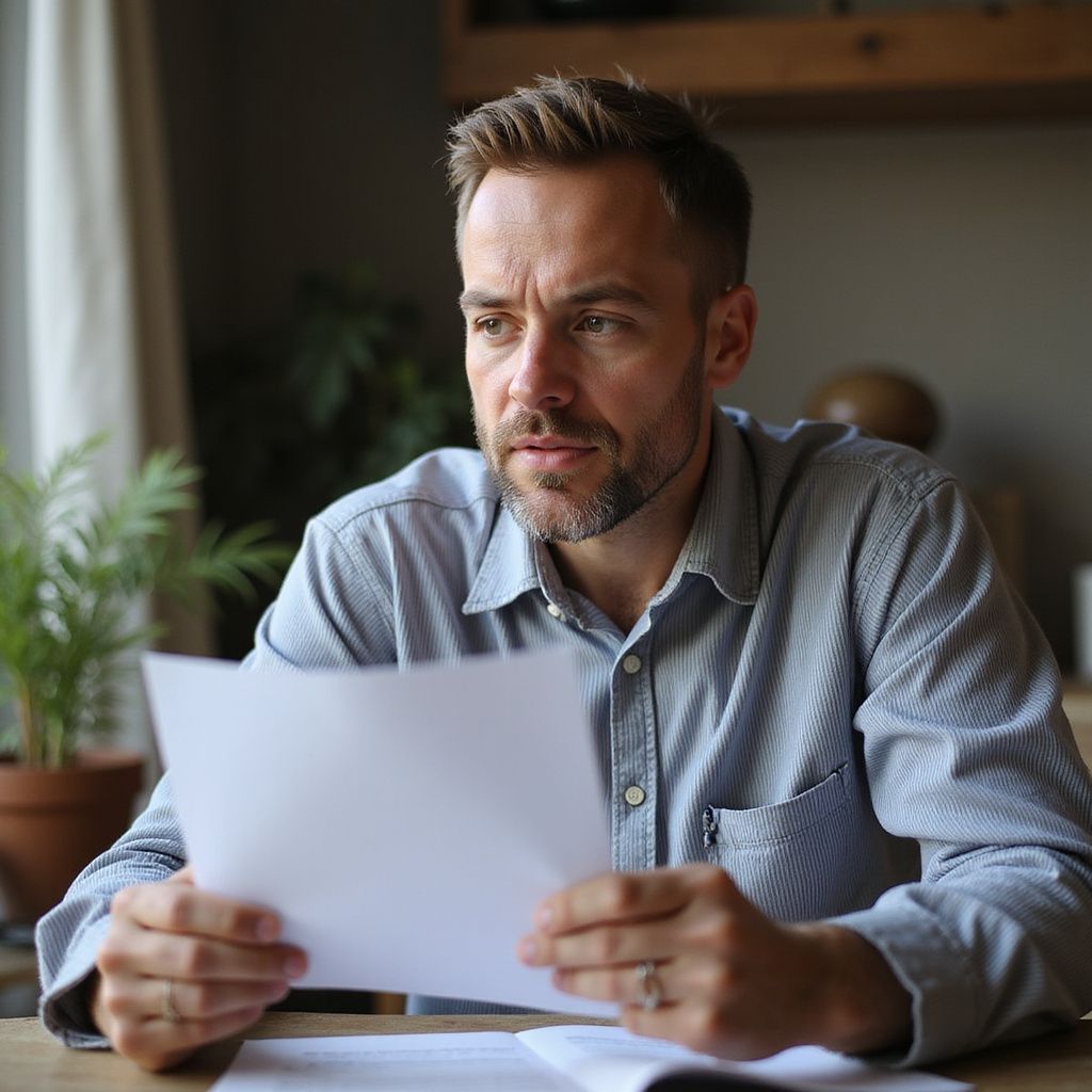 man looking away with a worried look on his face