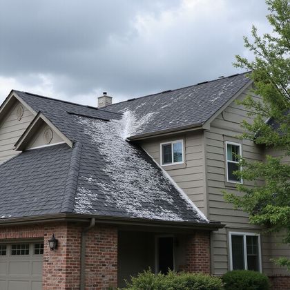 Roof with snow and damage