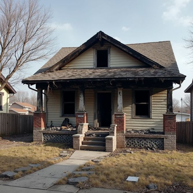 Home with fire damage