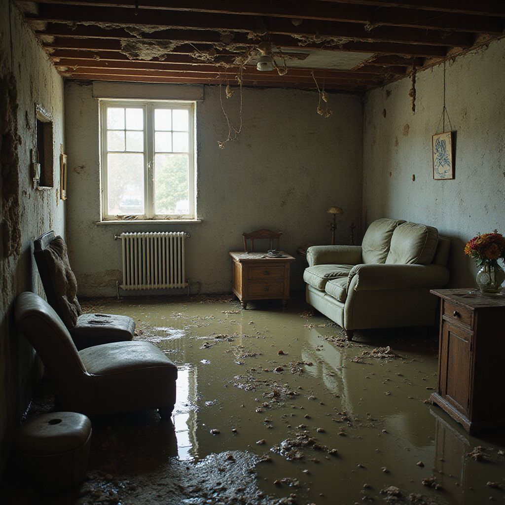 Home with water damage inside