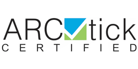 The logo for arc tick certified is blue and green. — Our Sparky In Urraween, QLD