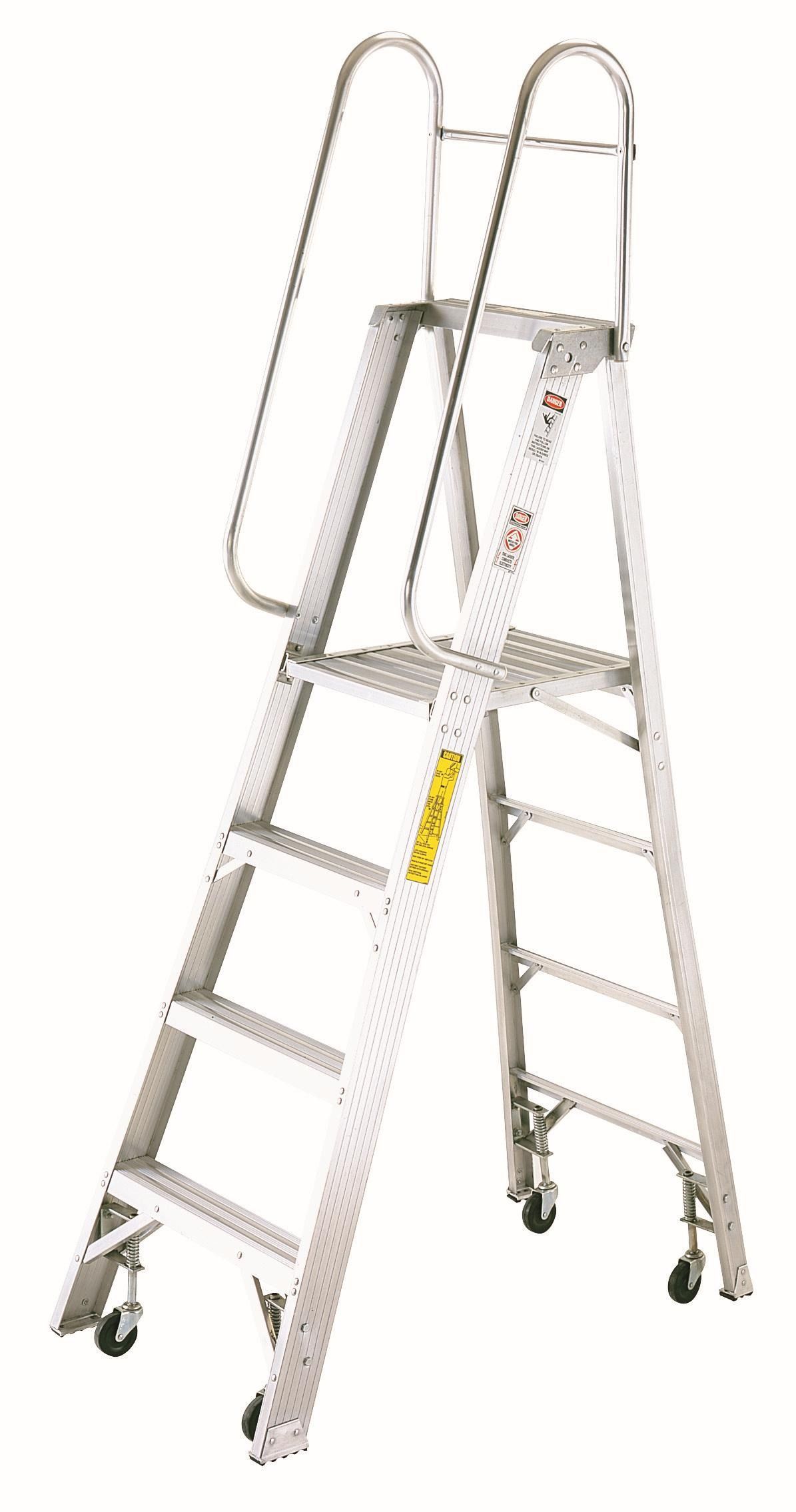 ESCALERA ALUMINIO CON PLATAFORMA, RODANTE  - 570-04N