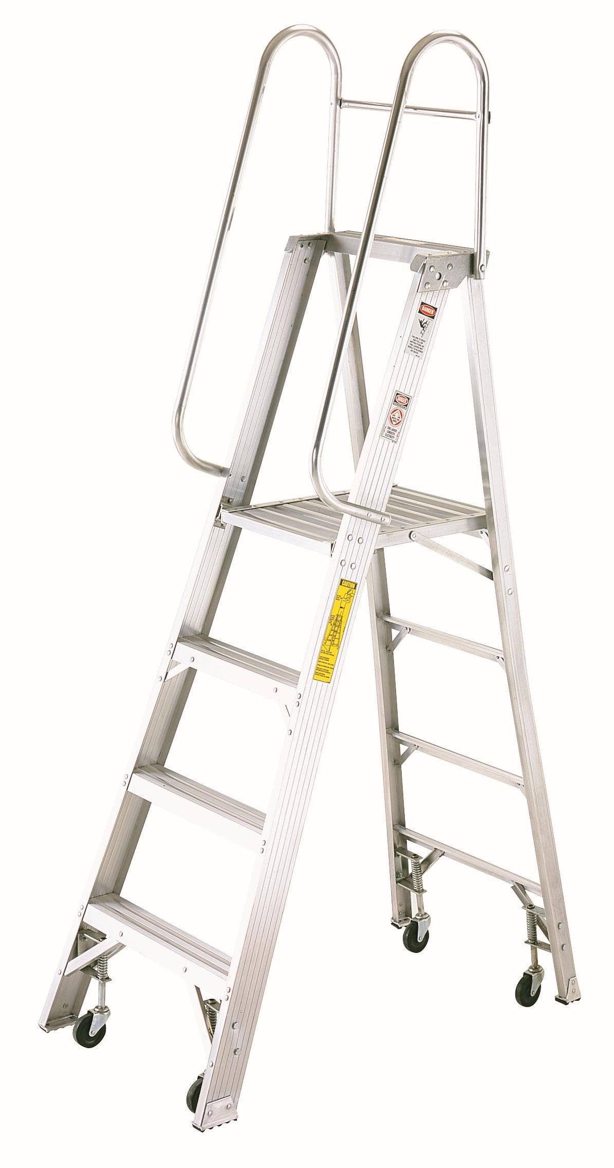 ESCALERA ALUMINIO CON PLATAFORMA, RODANTE  - 570-04N