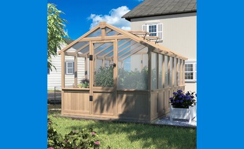 Greenhouse with wooden frame