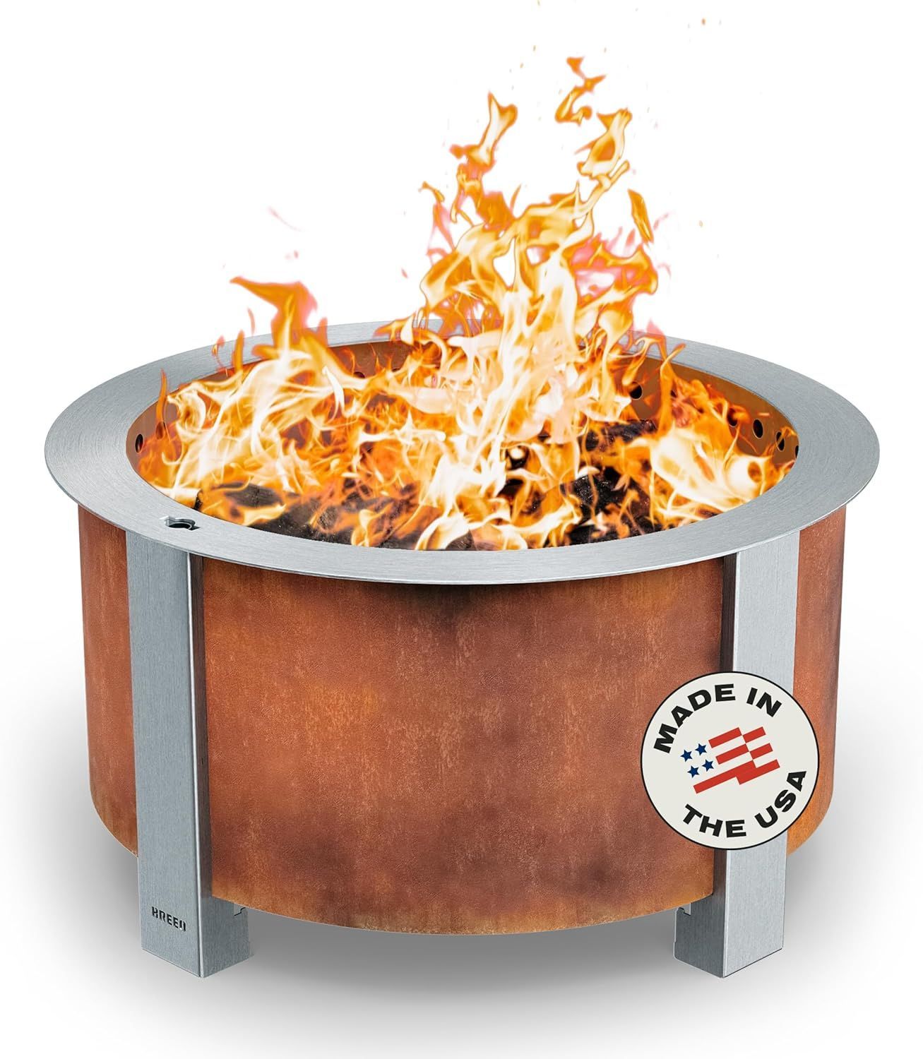 Fire pit with orange flames