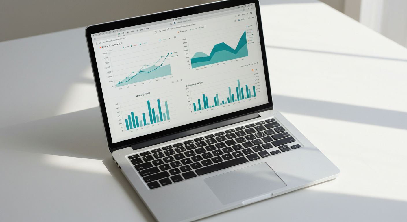 A blue notebook is sitting on a desk next to a keyboard.