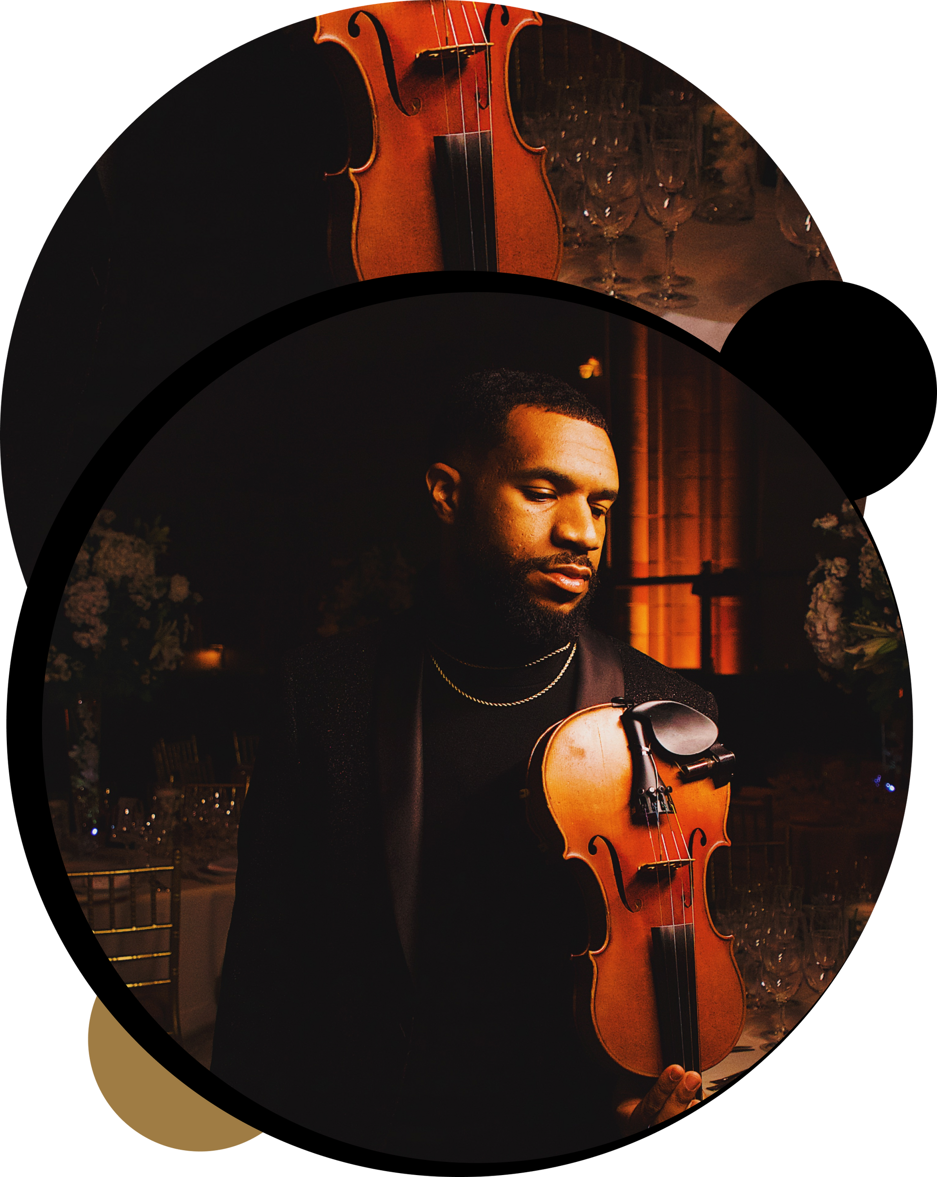 A man in a suit is playing a violin.