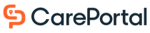 A close up of a care portal logo on a white background.