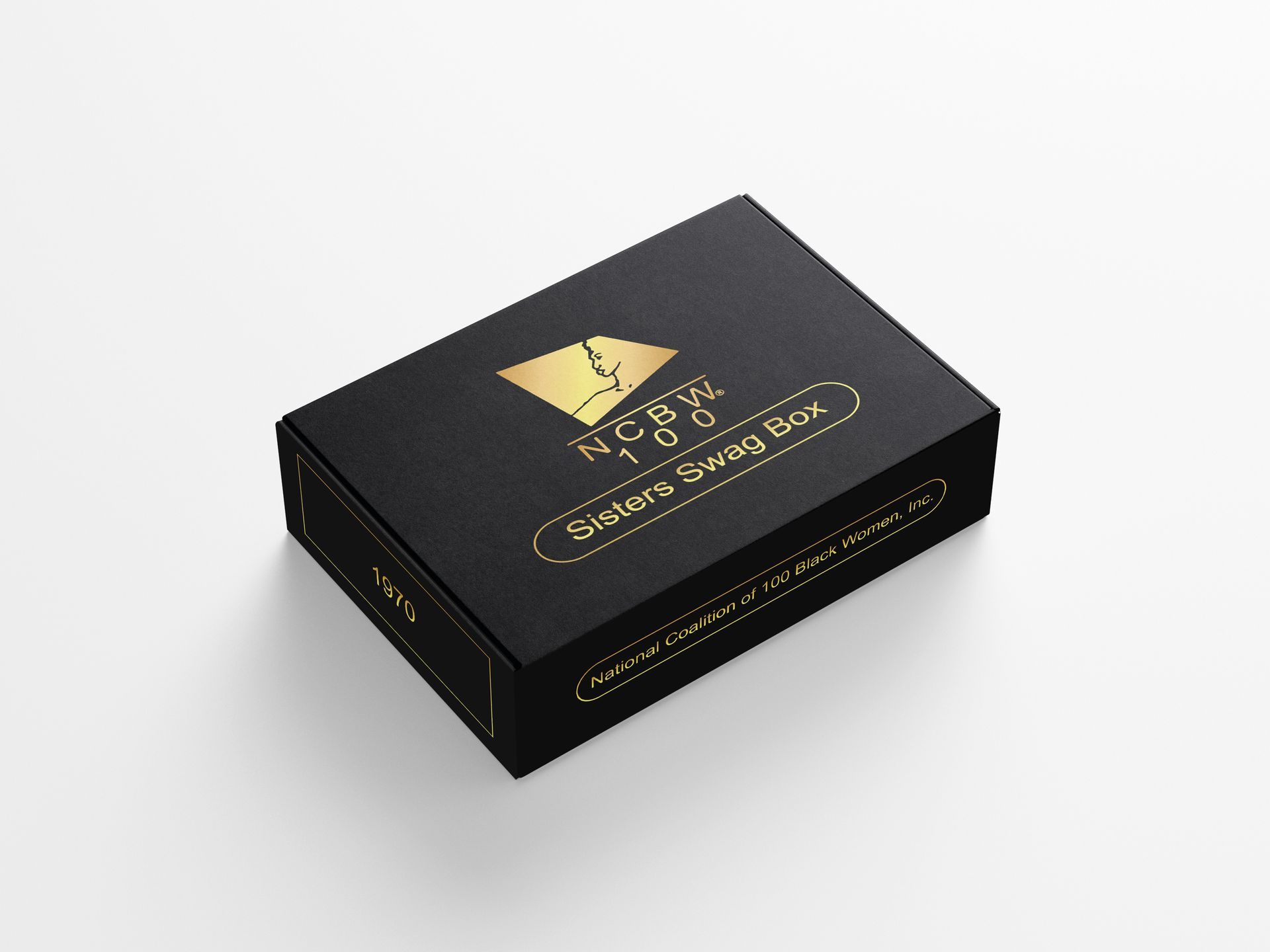 A black box to hold your ncbw subscription items is sitting on a white surface.