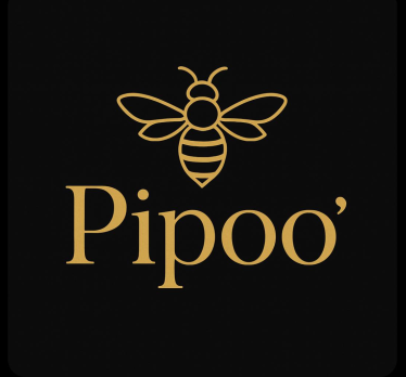 Icona a forma di ape dorata sopra il testo dorato 