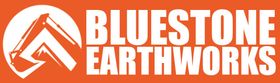 The logo for bluestone earthworks is orange and white.