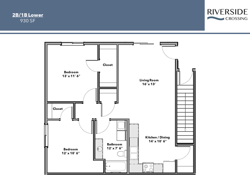 2 Bedroom lower Floorplan
