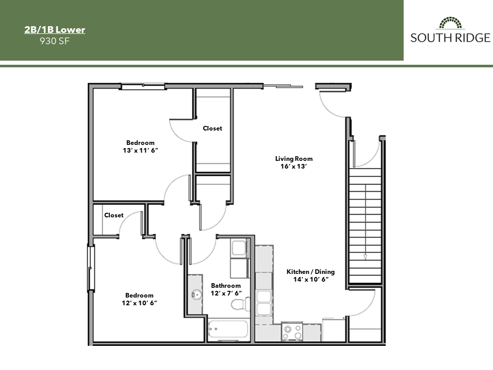 2 Bedroom lower Floorplan