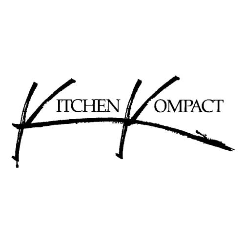 A black and white logo for a company called kitchen compact.