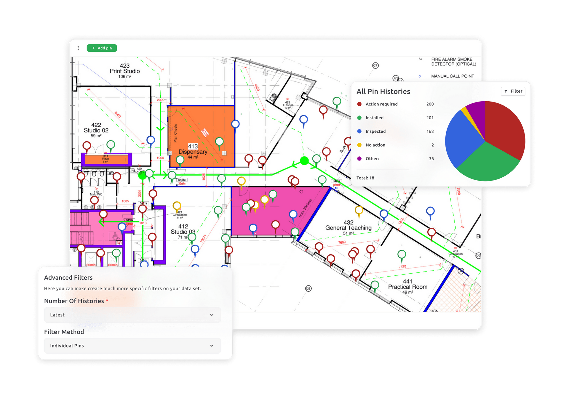 A computer screen with a map of a building on it.