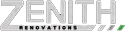 Zenith Renovations logo with gray text and a green accent.