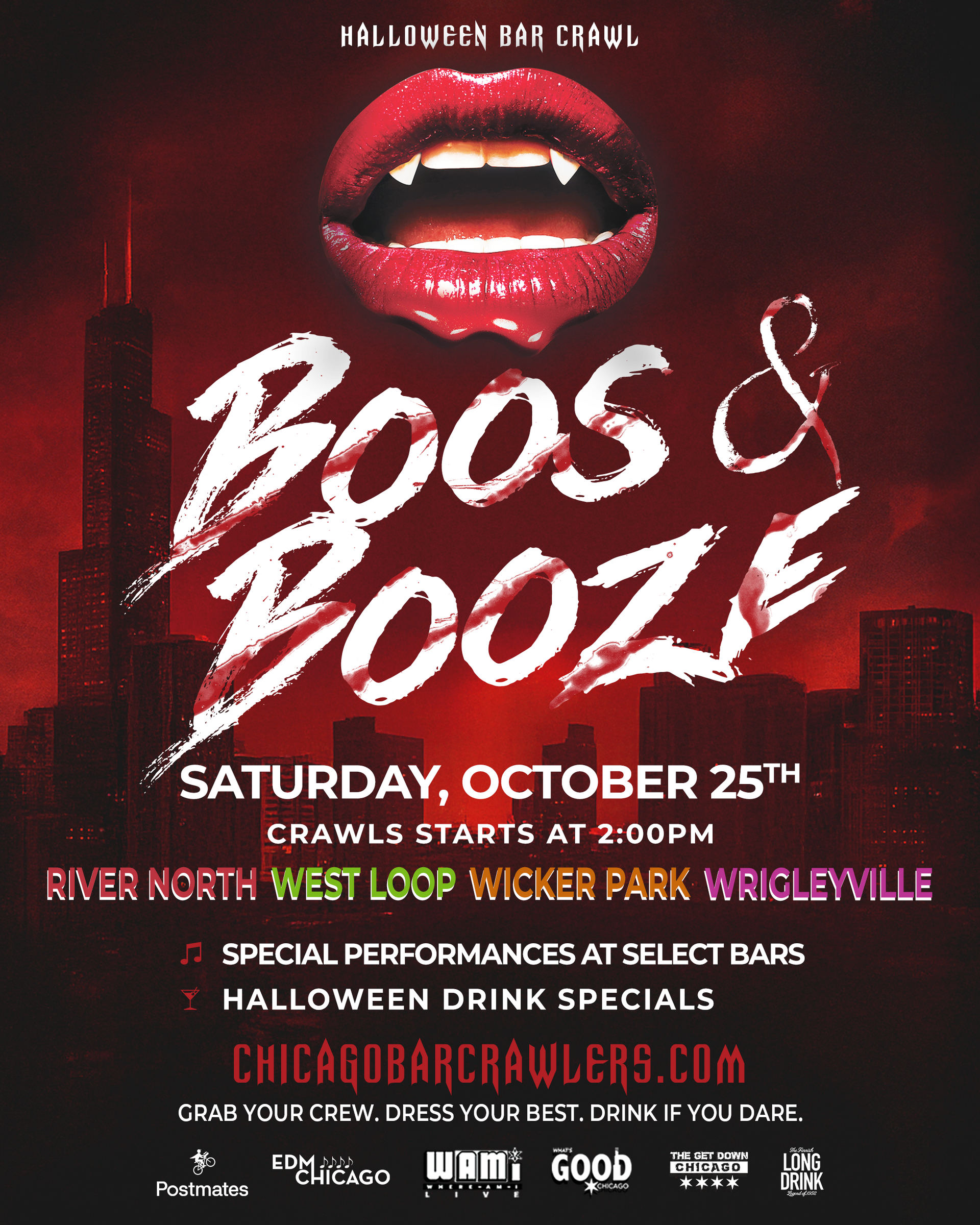 A poster for boos & booze on saturday october 25th