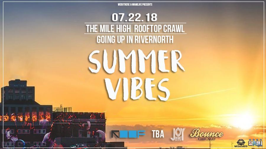A poster for the mile high rooftop crawl going up in rivernorth