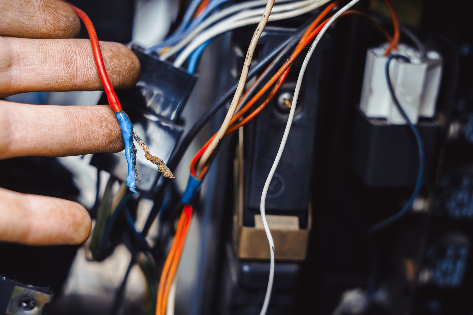 A close up of a person holding a bunch of wires in their hand.