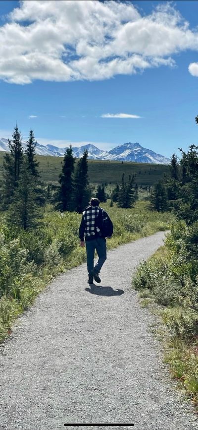 Man walking on trail
