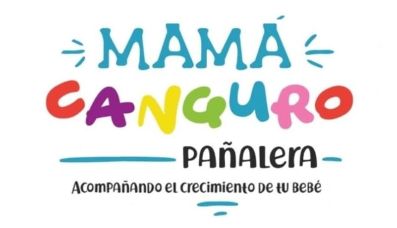 Cigüeña llevando un bebé en una cesta; texto 