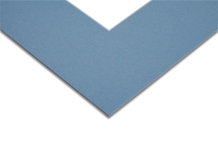 A piece of blue paper with a white border