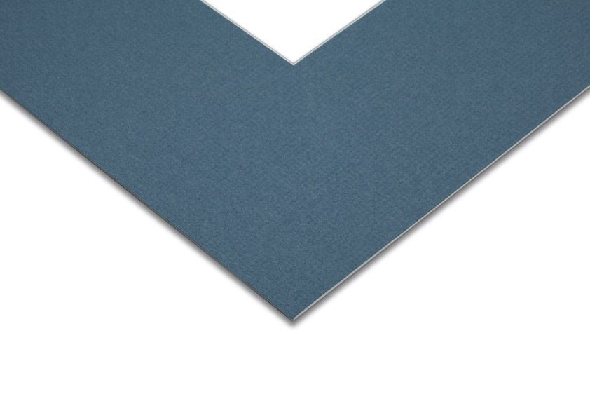 A piece of blue paper with a white border