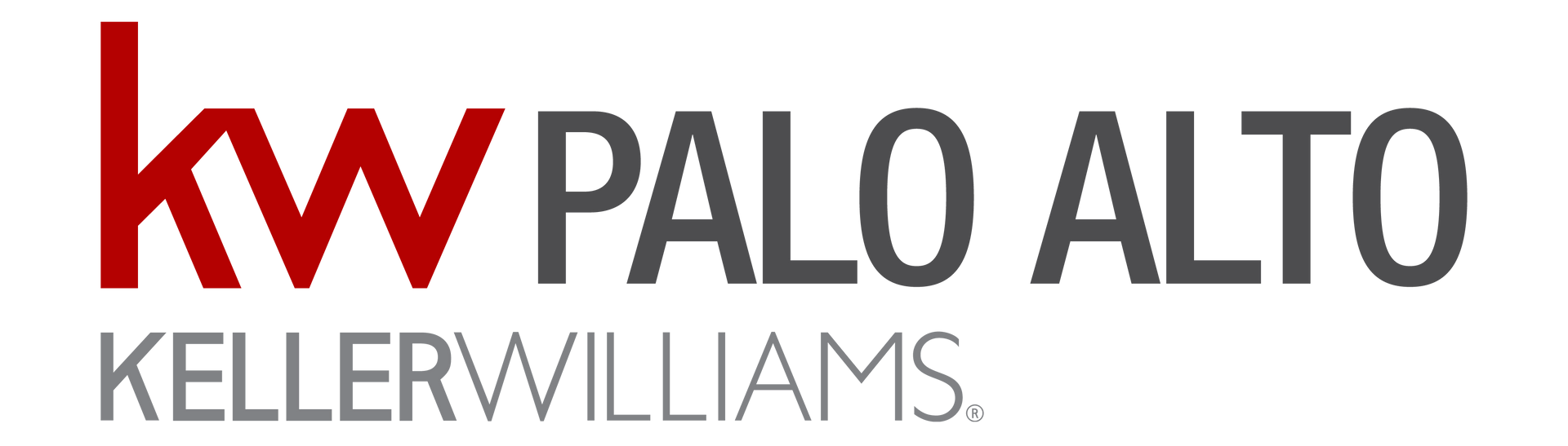 The logo for kw palo alto keller williams is red and black.