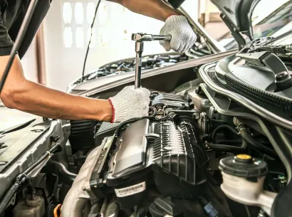 A man is working on the engine of a car with a wrench - Select Automotive