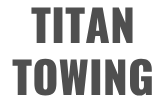 A black and white logo for Titan Towing on a white background.