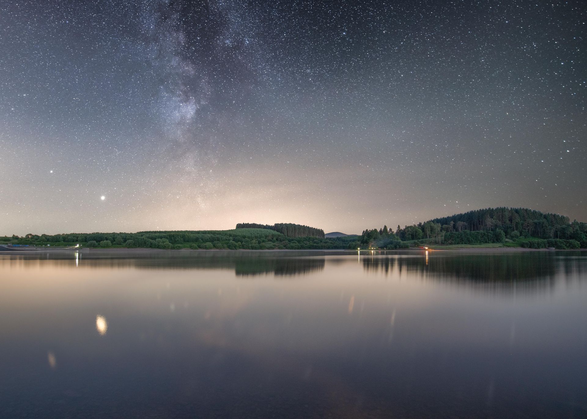 Usk reservoir starry sky