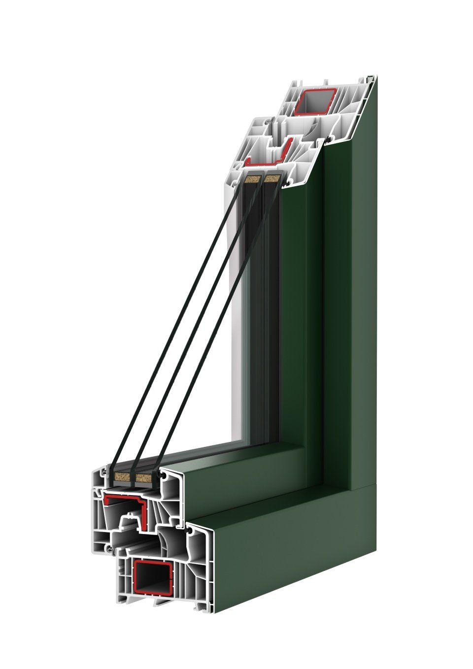 infisso a taglio termico laccato verde