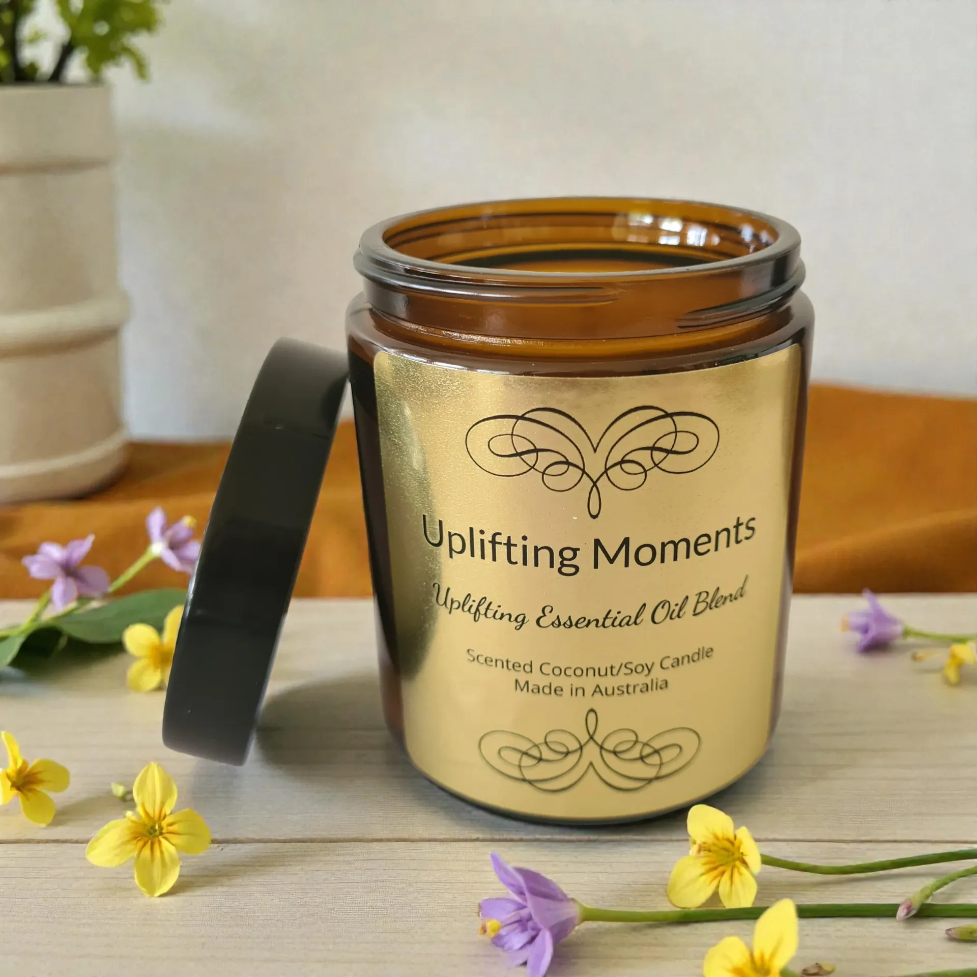 Gold-labeled candle, 