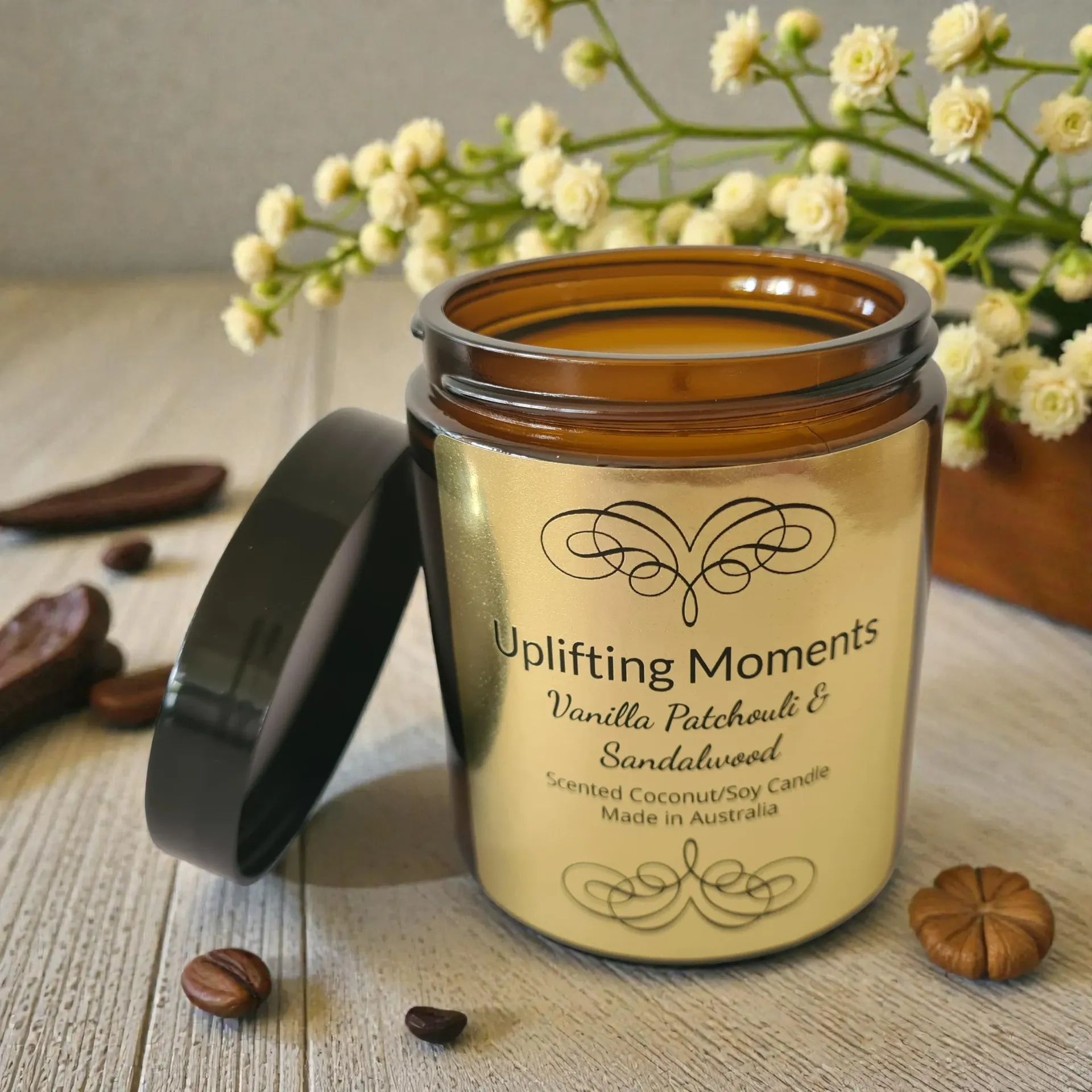 Gold-labeled candle, 