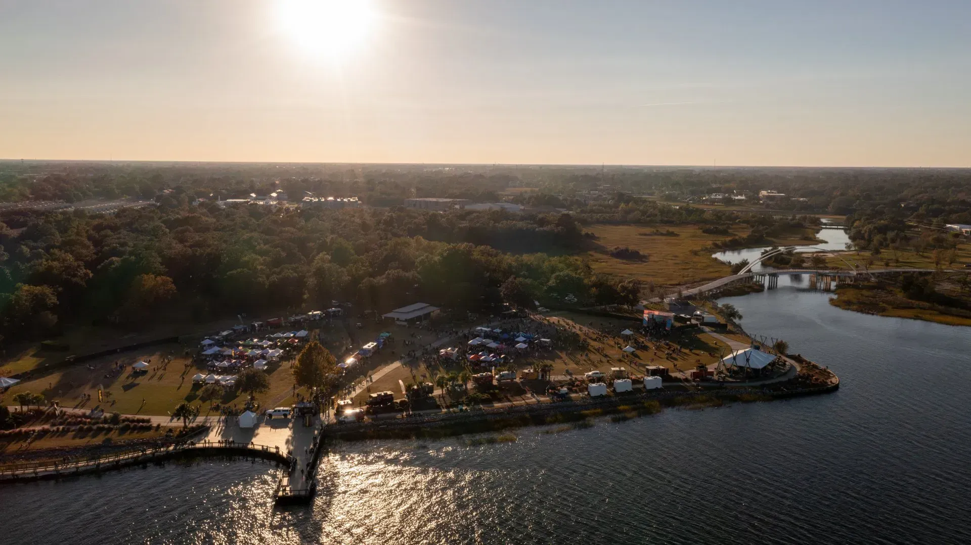 Aerial View of Field and Lake — North Charleston, SC — Access Portable Toilets
