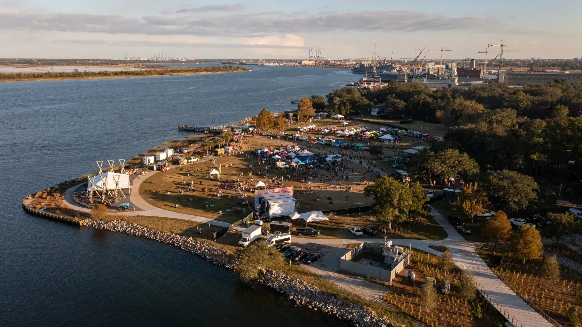 Different Aerial View of Field and Lake — North Charleston, SC — Access Portable Toilets