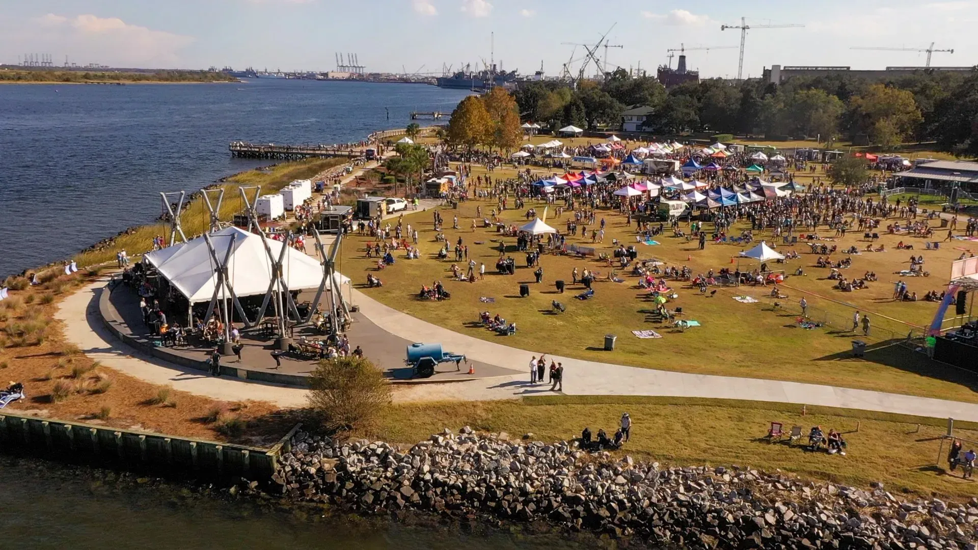 Aerial View of Field with People — North Charleston, SC — Access Portable Toilets