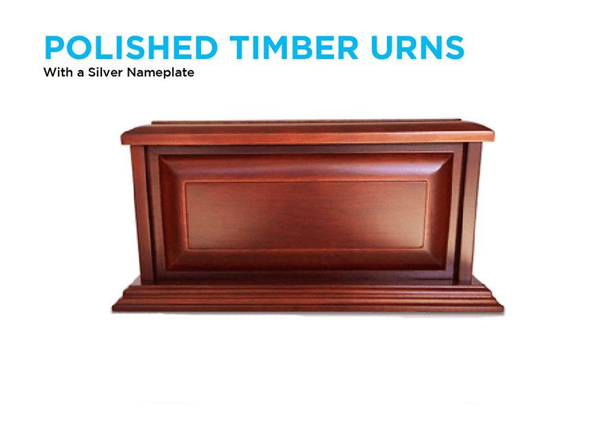 Polished Timber Urns With A Silver Nameplate