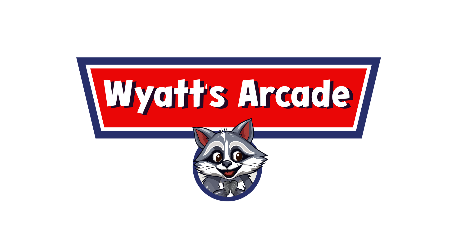 The logo for wyatt 's arcade has a raccoon on it.