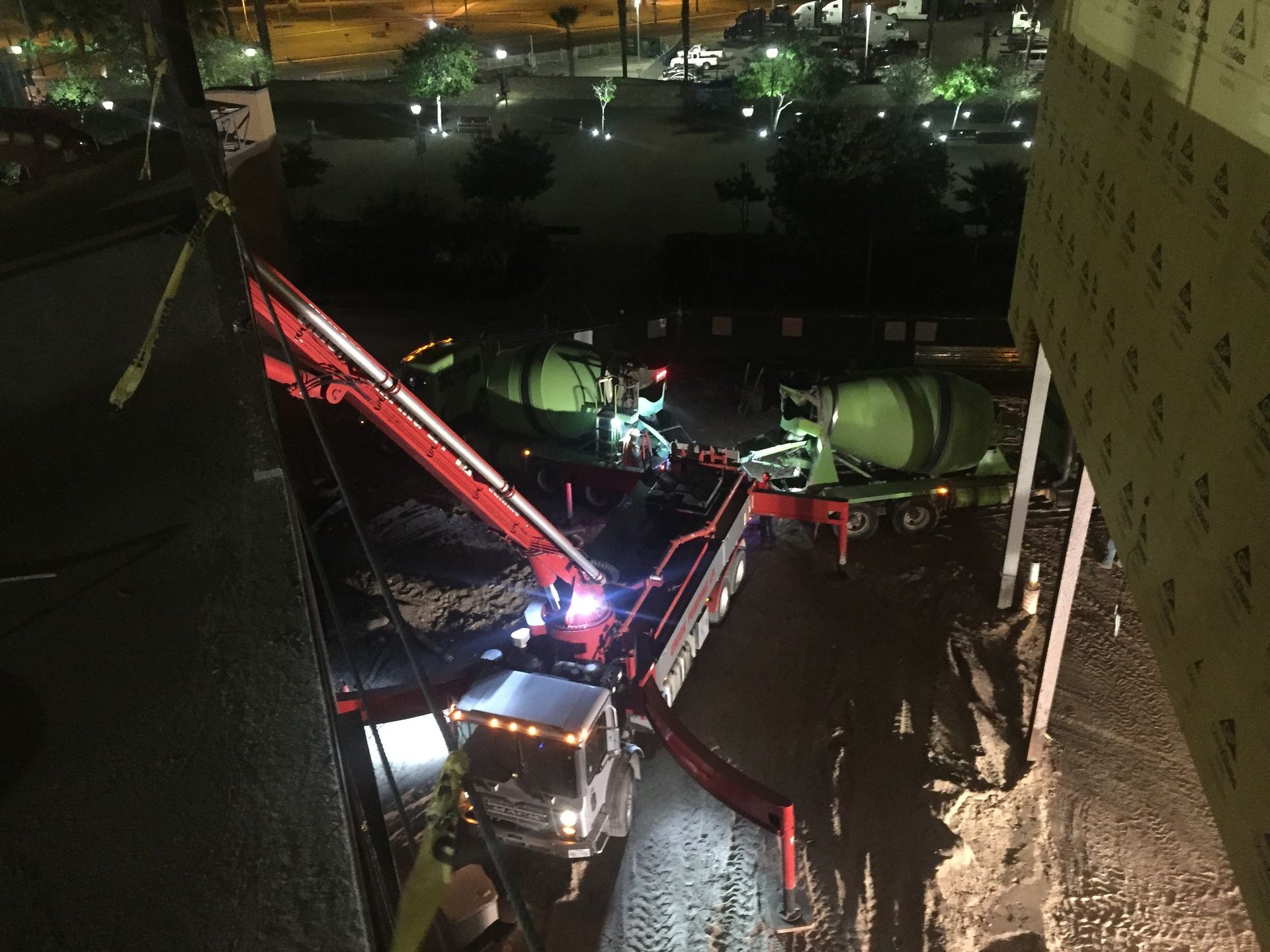 Aerial View From Above Cement Pumping Truck