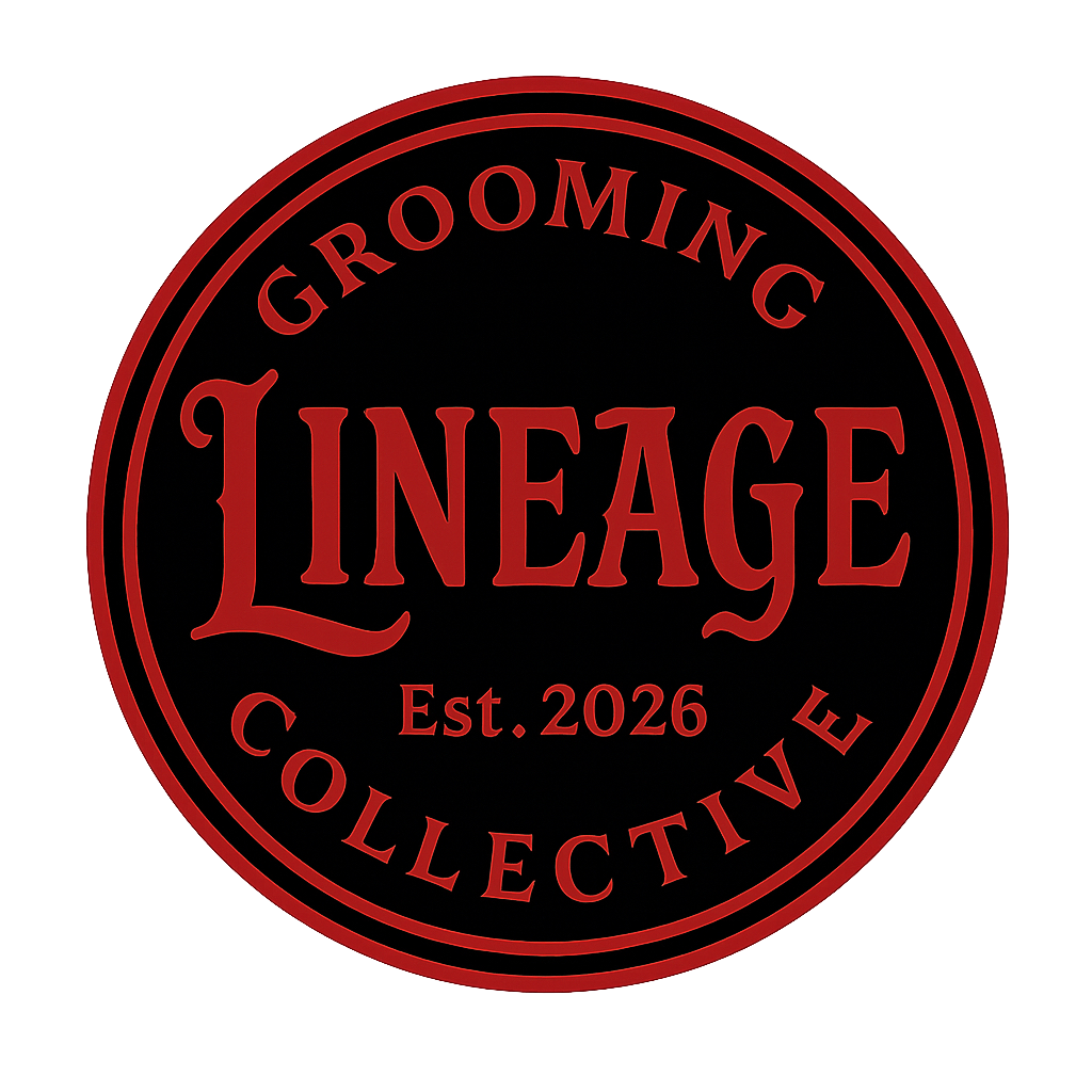 Logo for Grooming Lineage Collective, in red and black circular design.