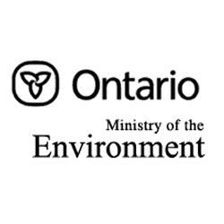 The ontario ministry of the environment logo is black and white.