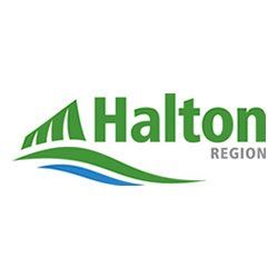 The halton region logo is green and blue and looks like a wave.