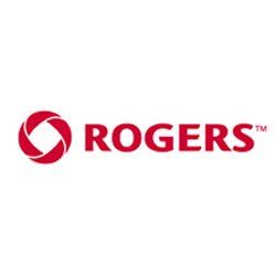 The rogers logo is red and white on a white background.