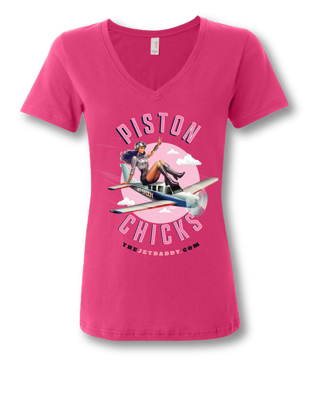 Piston Chicks womens pink tee