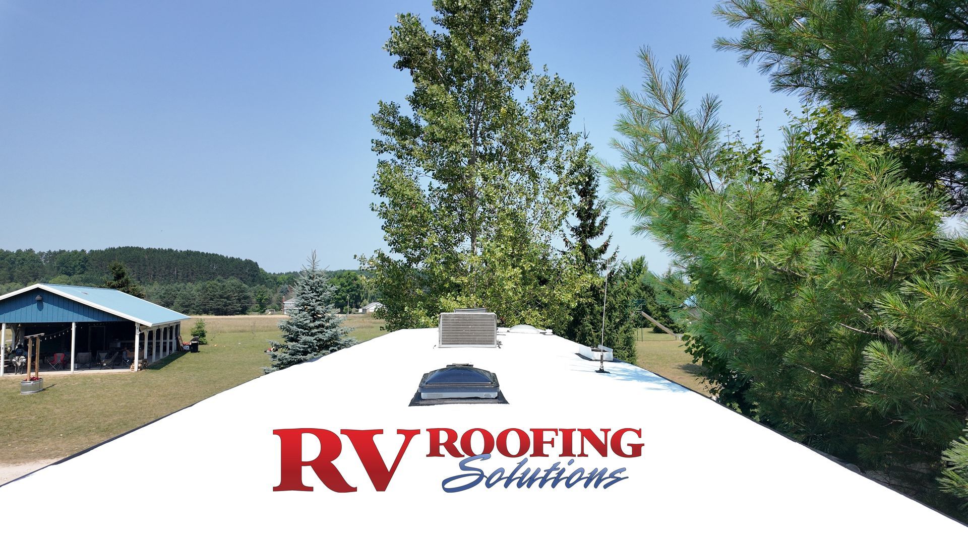 View from a RV roof, logo