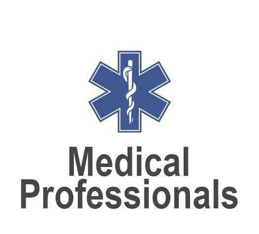 Blue Star of Life emblem, above "Medical Professionals" text.